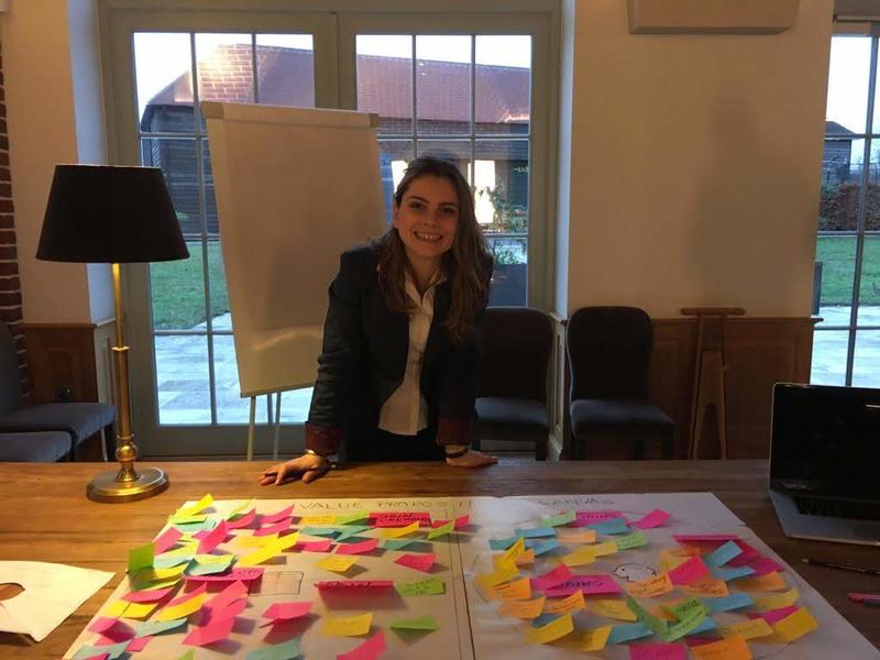Daniela while doing a value proposition workshop for the wine producer team